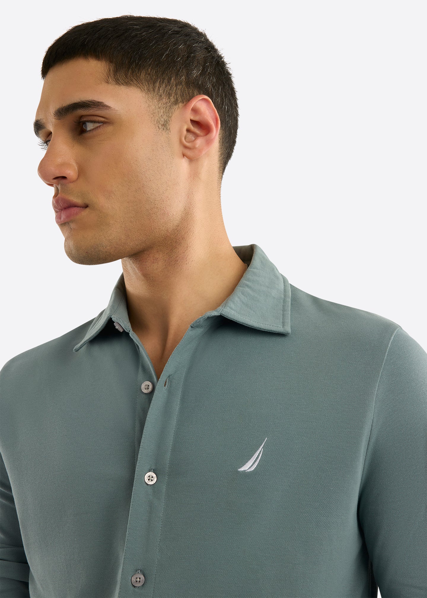 Nautica Upton Long Sleeve Shirt-Shadow Grey-Detail