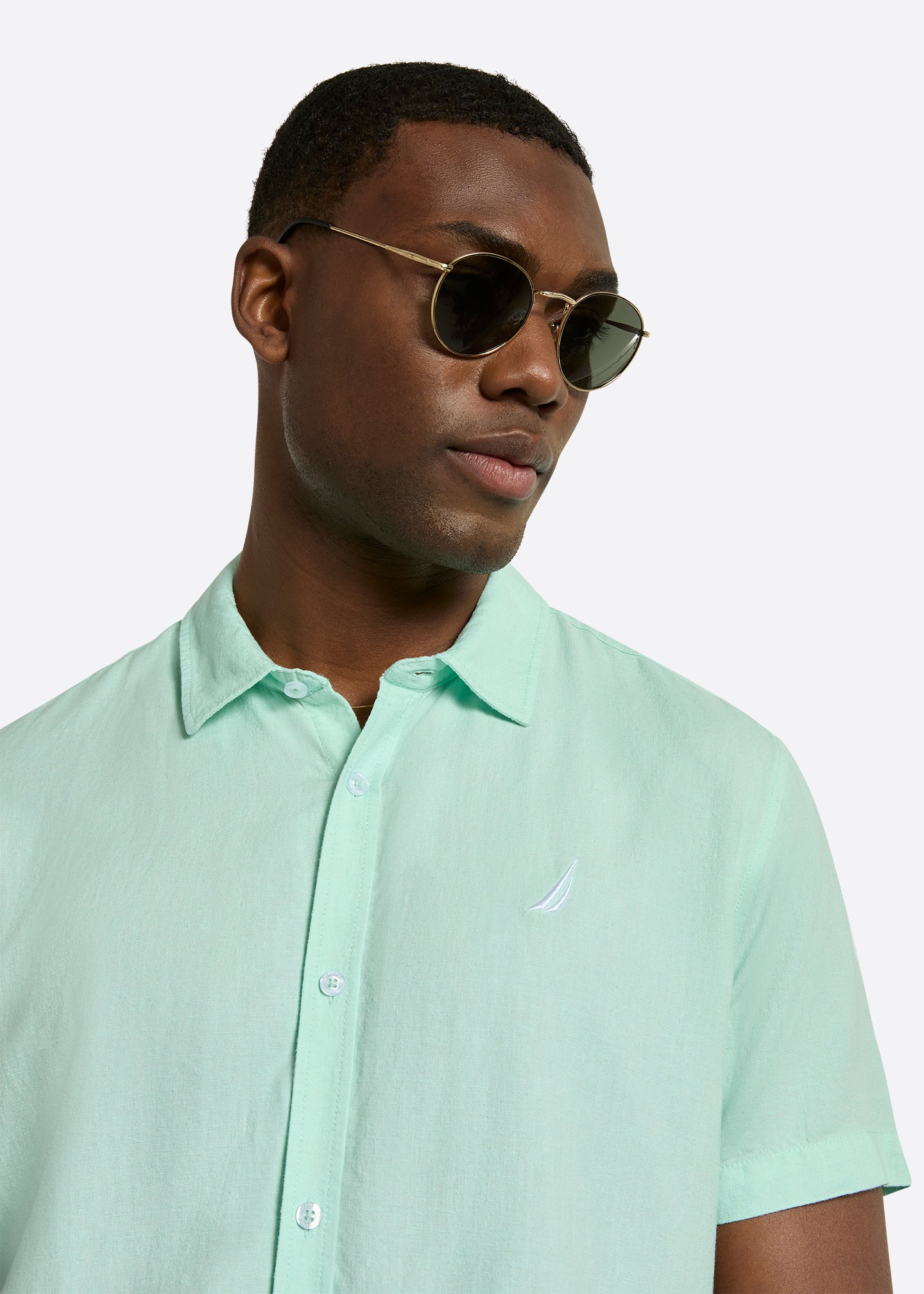 Nautica Andre Short Sleeve Shirt-Peppermint- Detail