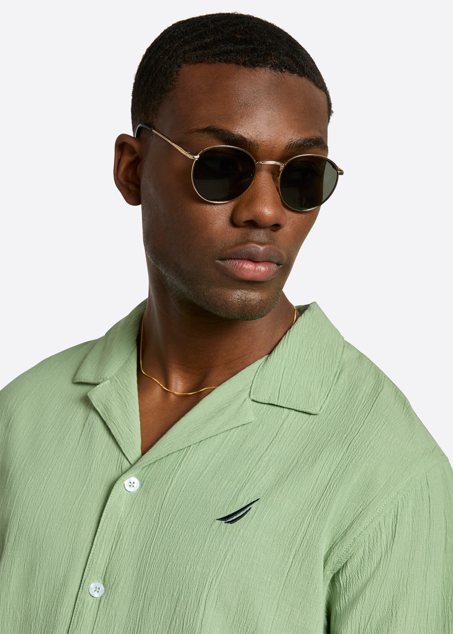Nautica Alfonso SS Shirt-Pistachio-Detail