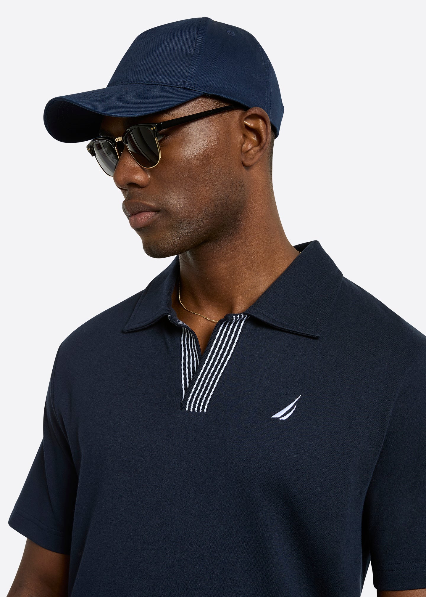 Nautica Salazar Polo Shirt-Dark Navy-Detail