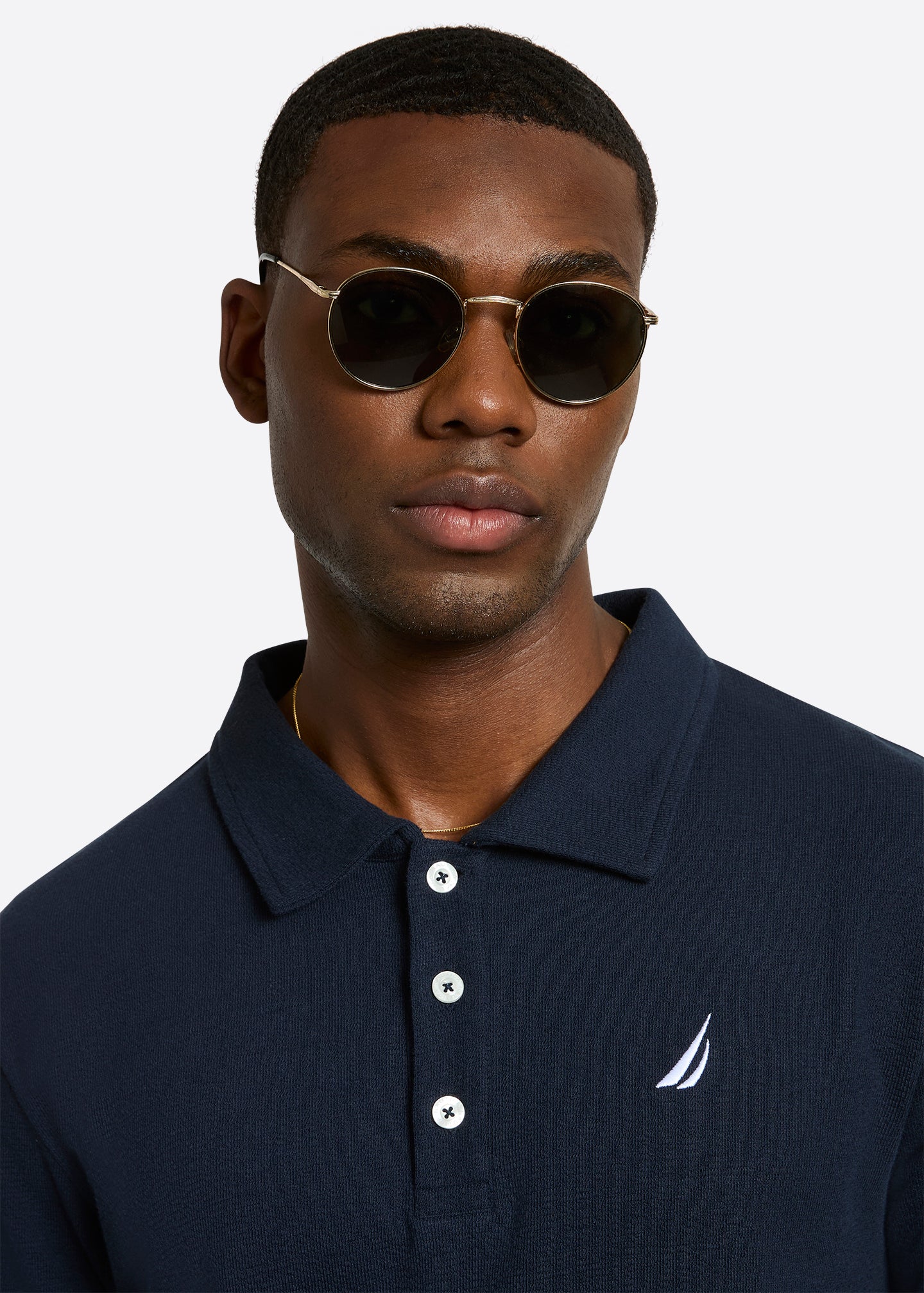 Nautica Torres Polo Shirt-Navy-Detail