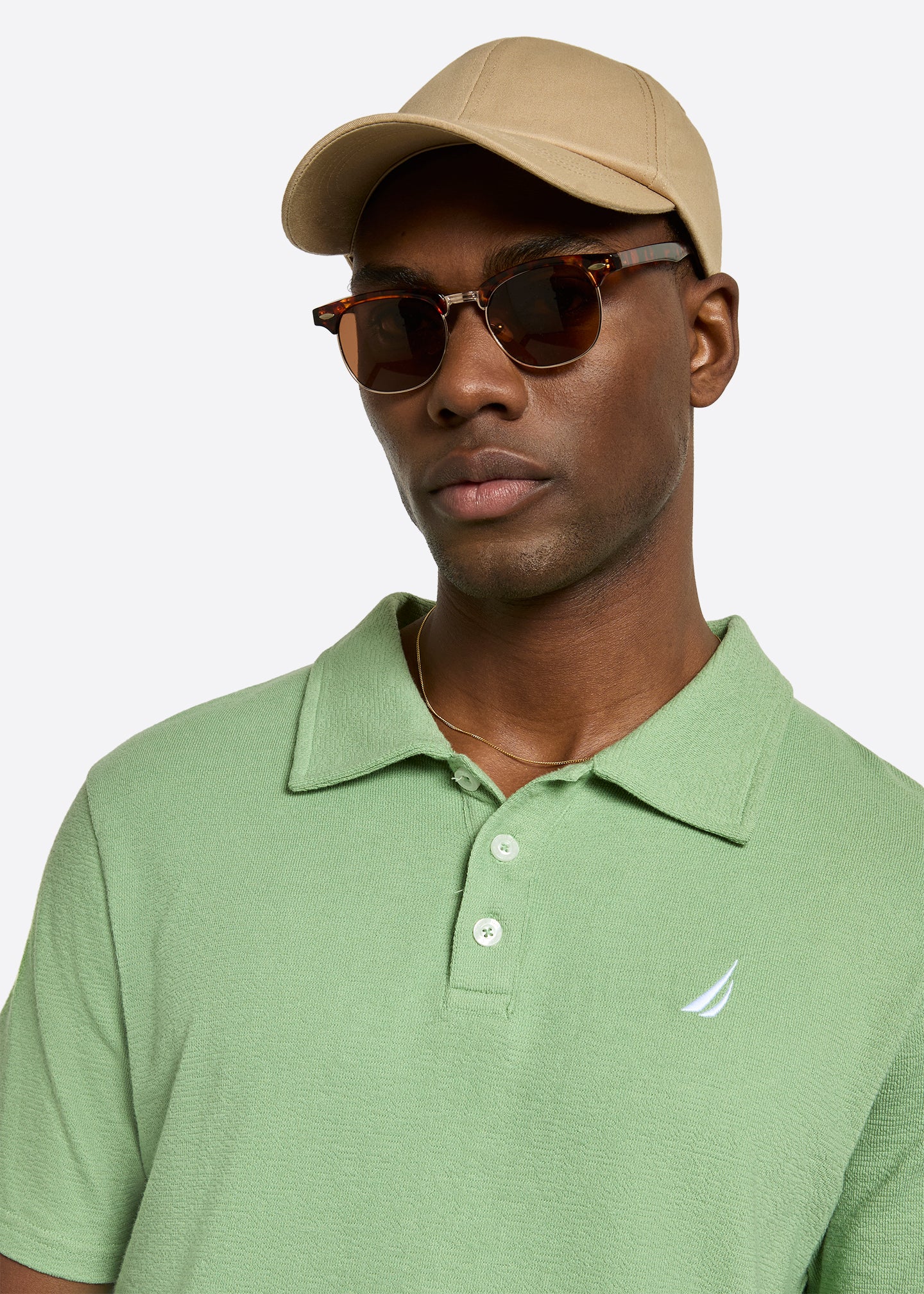 Nautica Torres Polo Shirt-Pistachio-Detail
