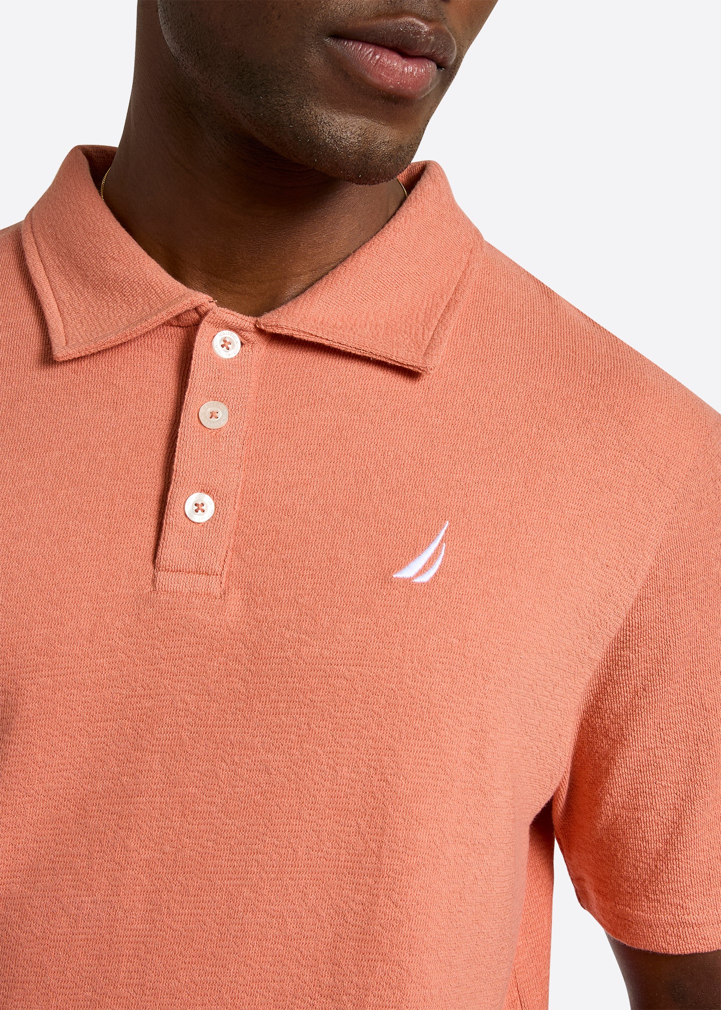 Nautica Torres Polo Shirt-Terracotta-Detail