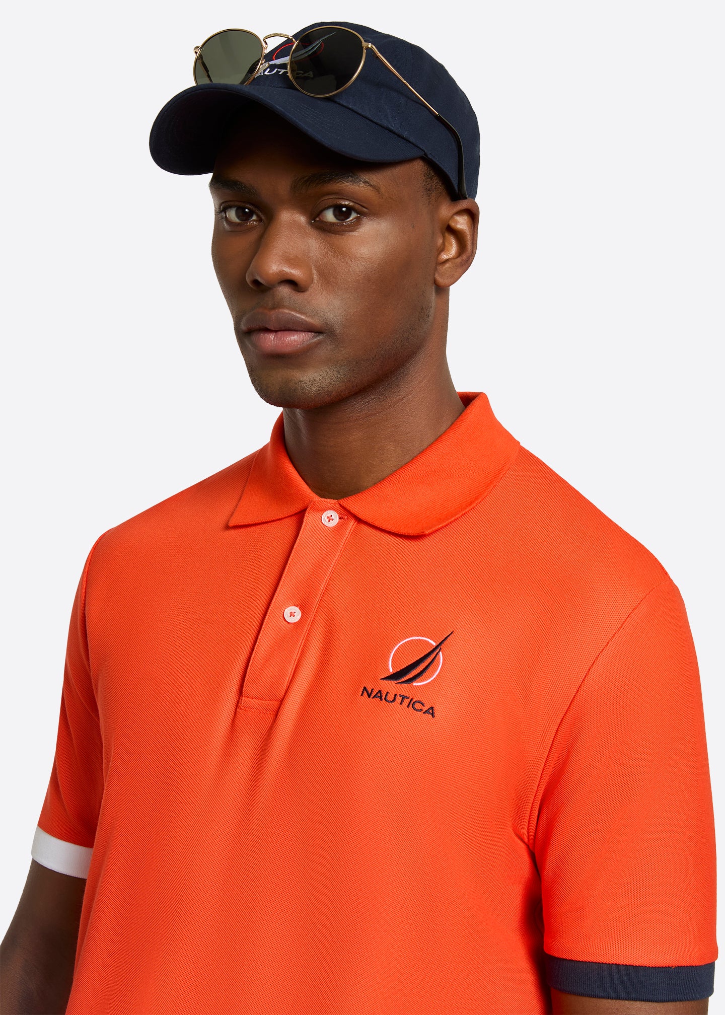 Nautica The Pascal Polo Shirt-Fiery Red-Detail