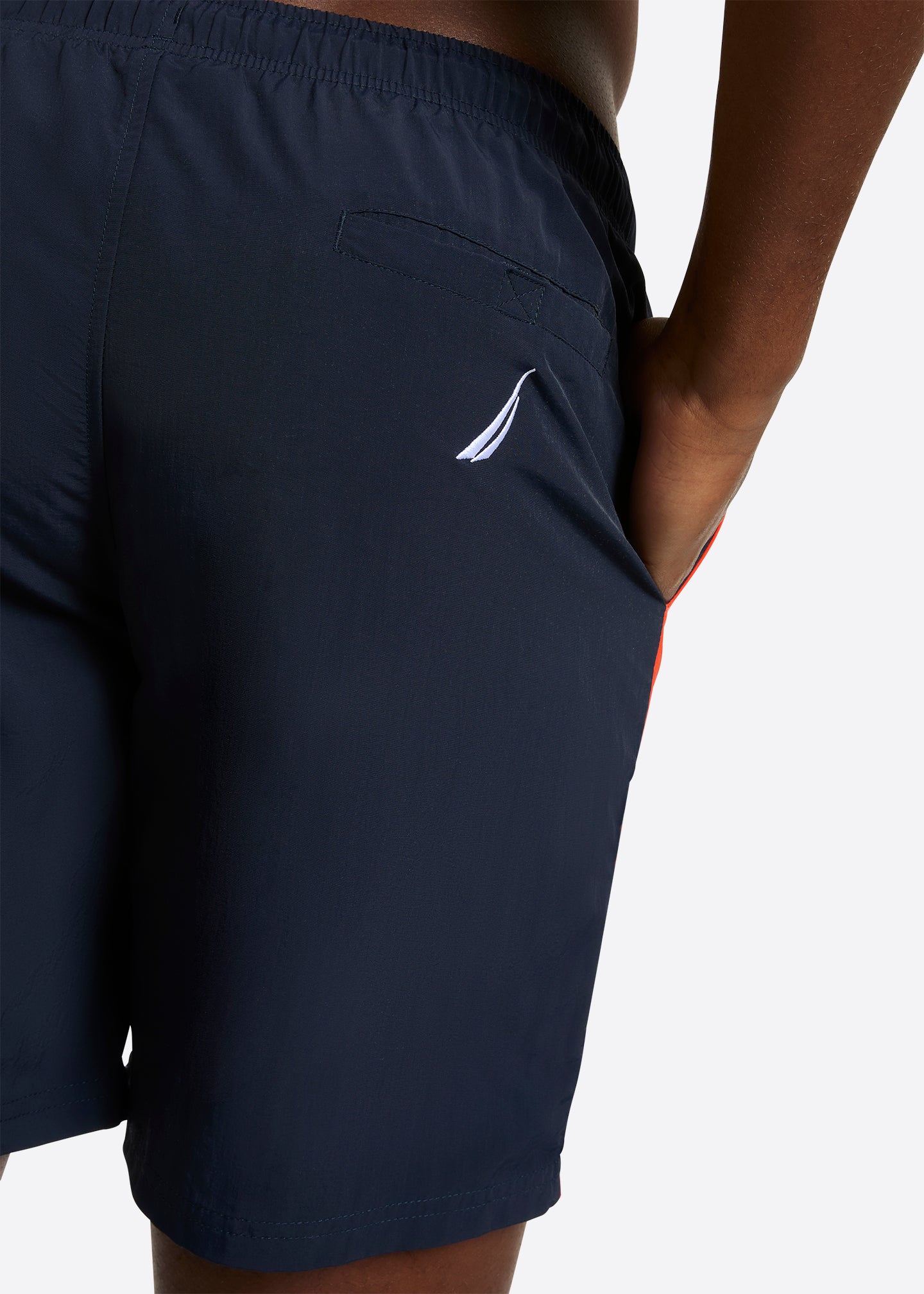 Nautica Pietro 7" Swim Short-Navy-Detail Back