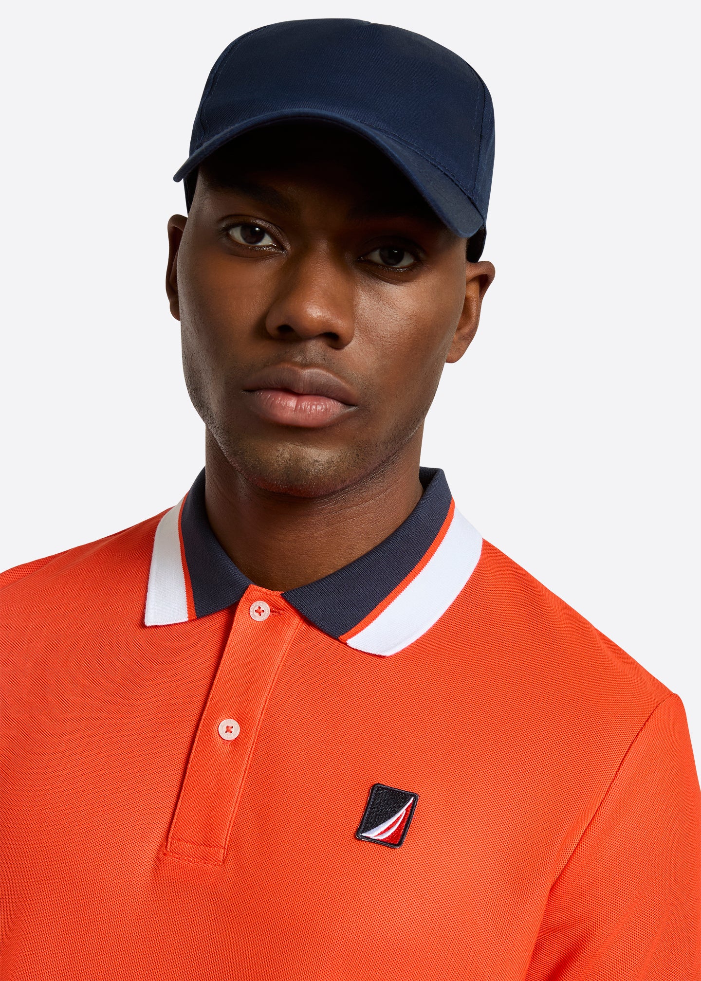 Nautica Shamil Polo Shirt-Fiery Red-Detail