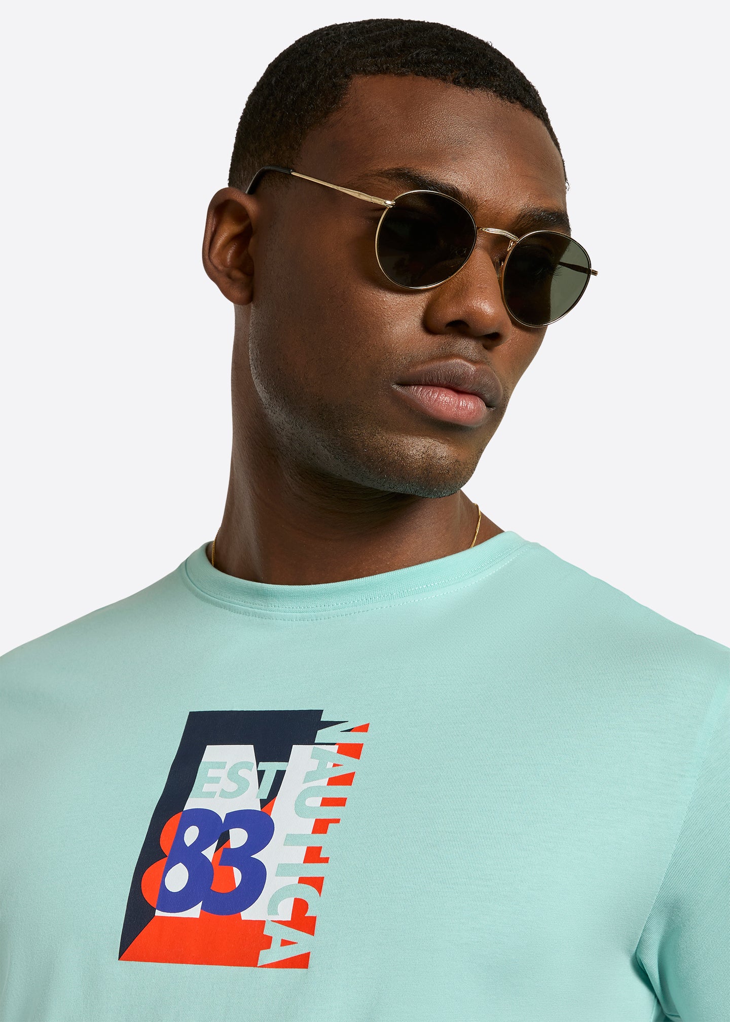 Nautica Lutz T-Shirt-Aqua-Detail