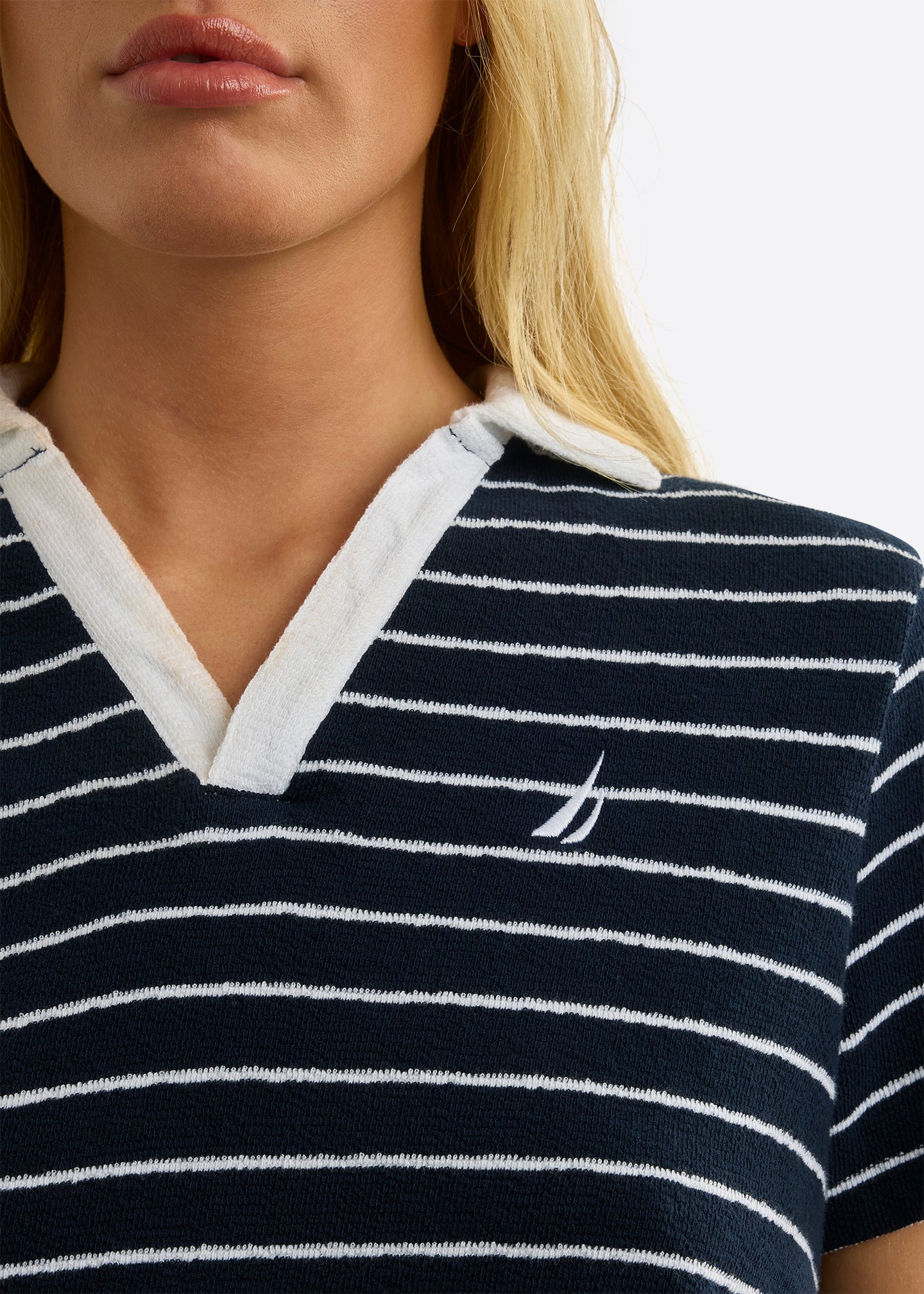Nautica Amora Polo Shirt-Dark Navy-Detail