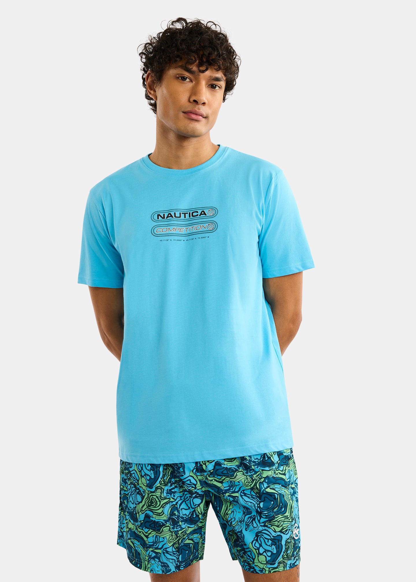 Nautica Competition Inver T-Shirt- Aruba Blue-Front