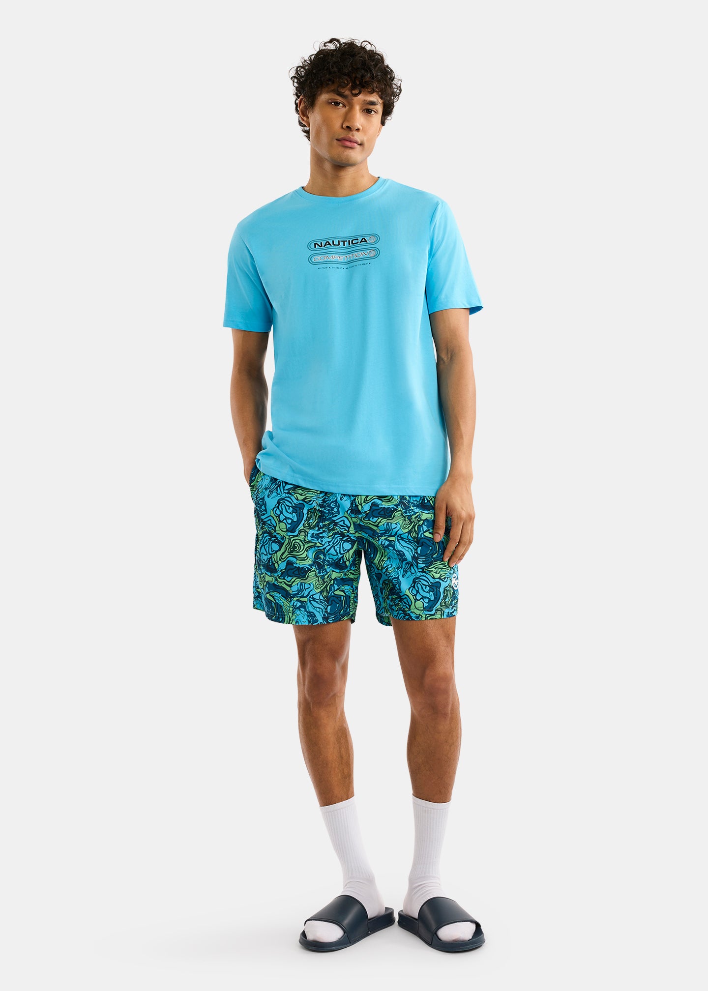Nautica Competition Inver T-Shirt- Aruba Blue-Full Body