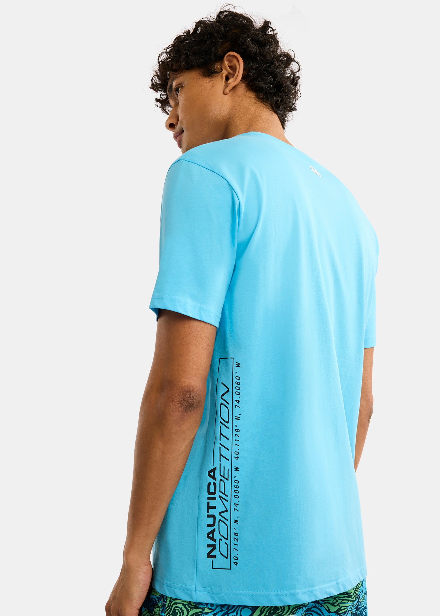 Nautica Competition Inver T-Shirt- Aruba Blue-Side Detail