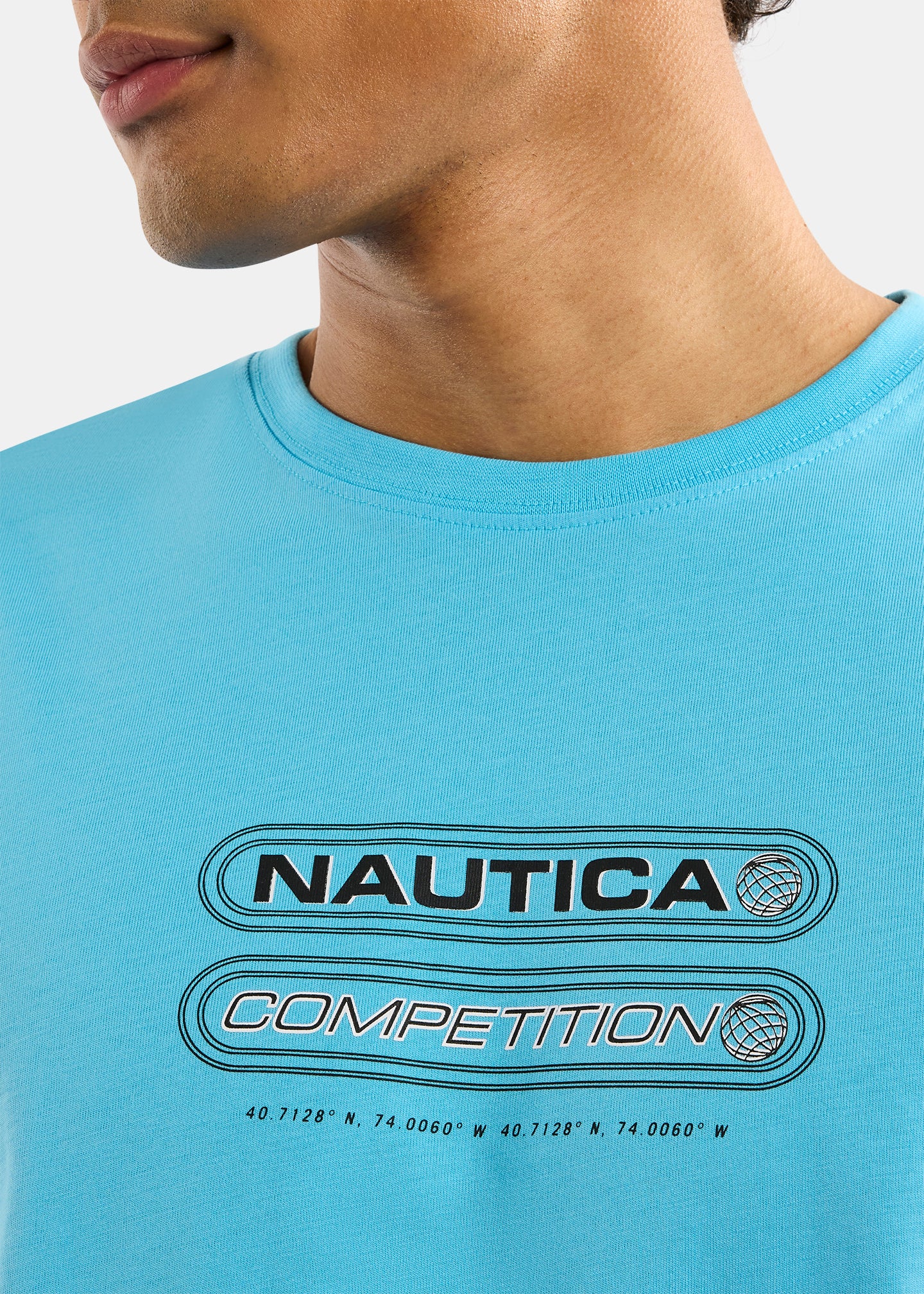 Nautica Competition Inver T-Shirt- Aruba Blue-Detail