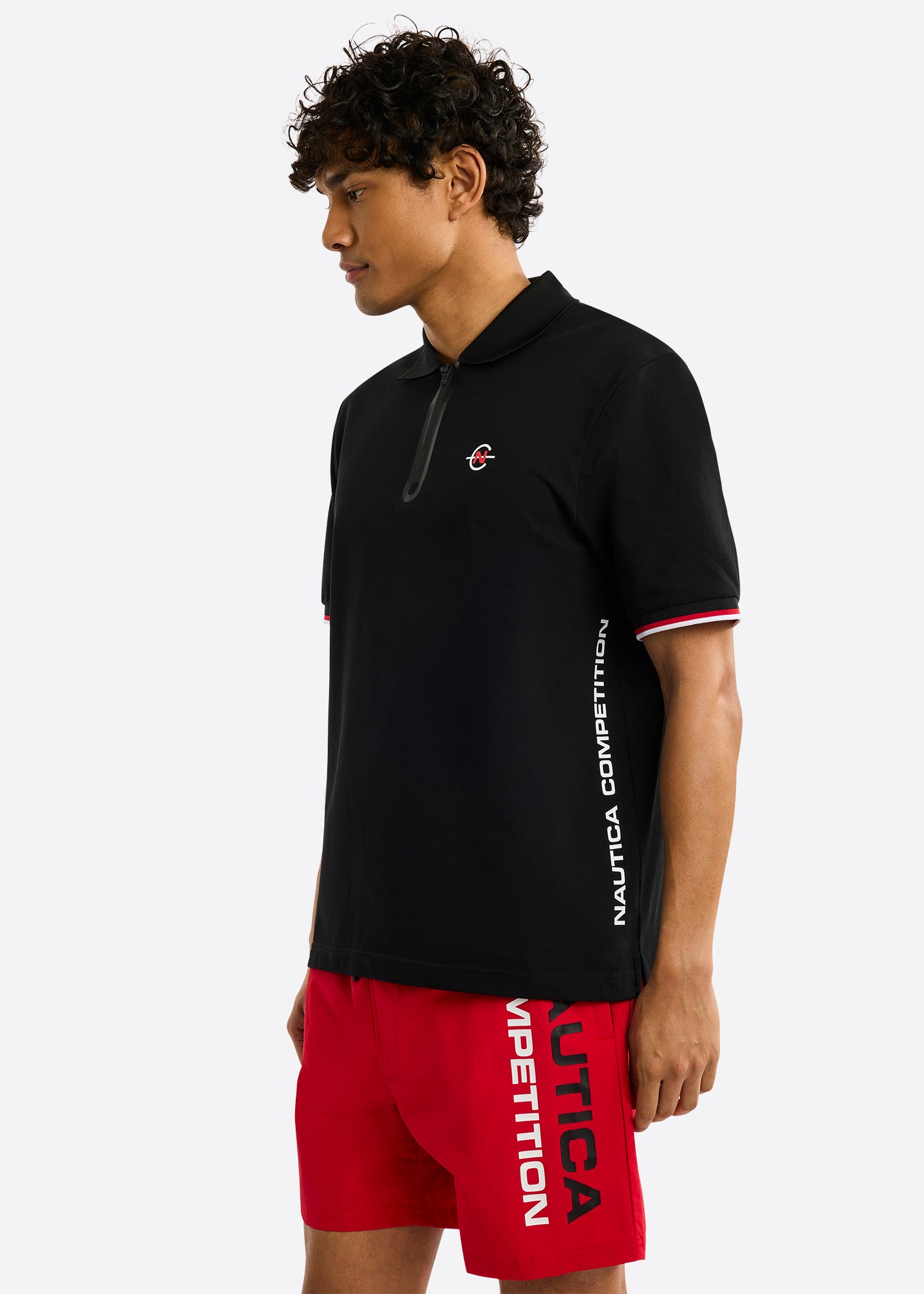Nautica Competition Kenny Polo Shirt-Black-Front 