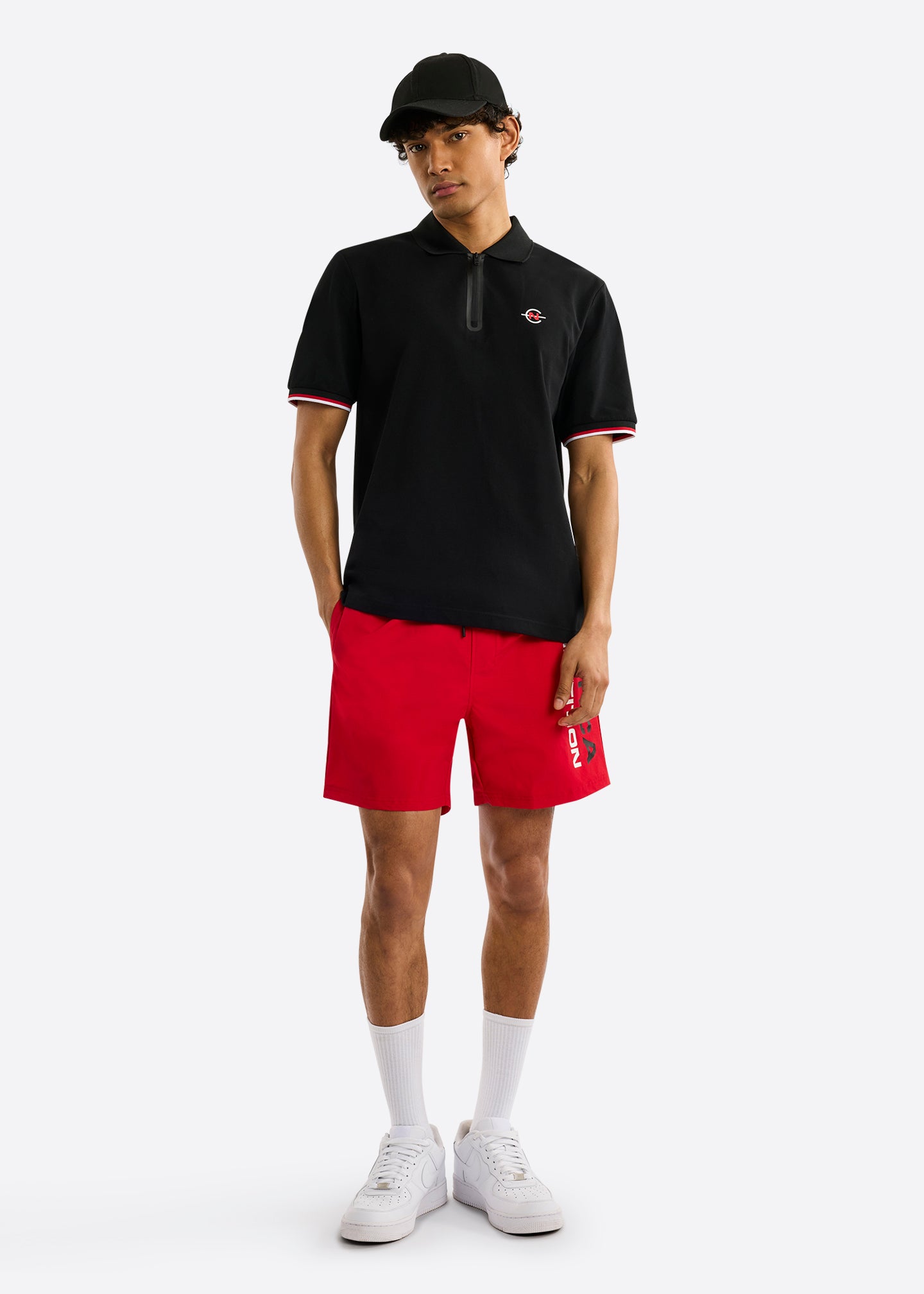Nautica Competition Kenny Polo Shirt-Black-Full Body