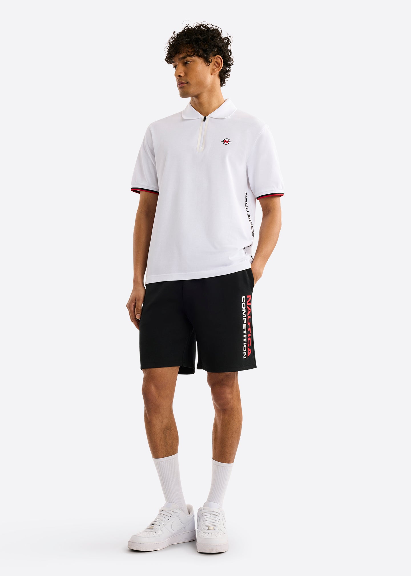 Nautica Competition Kenny Polo Shirt-White-Full Body