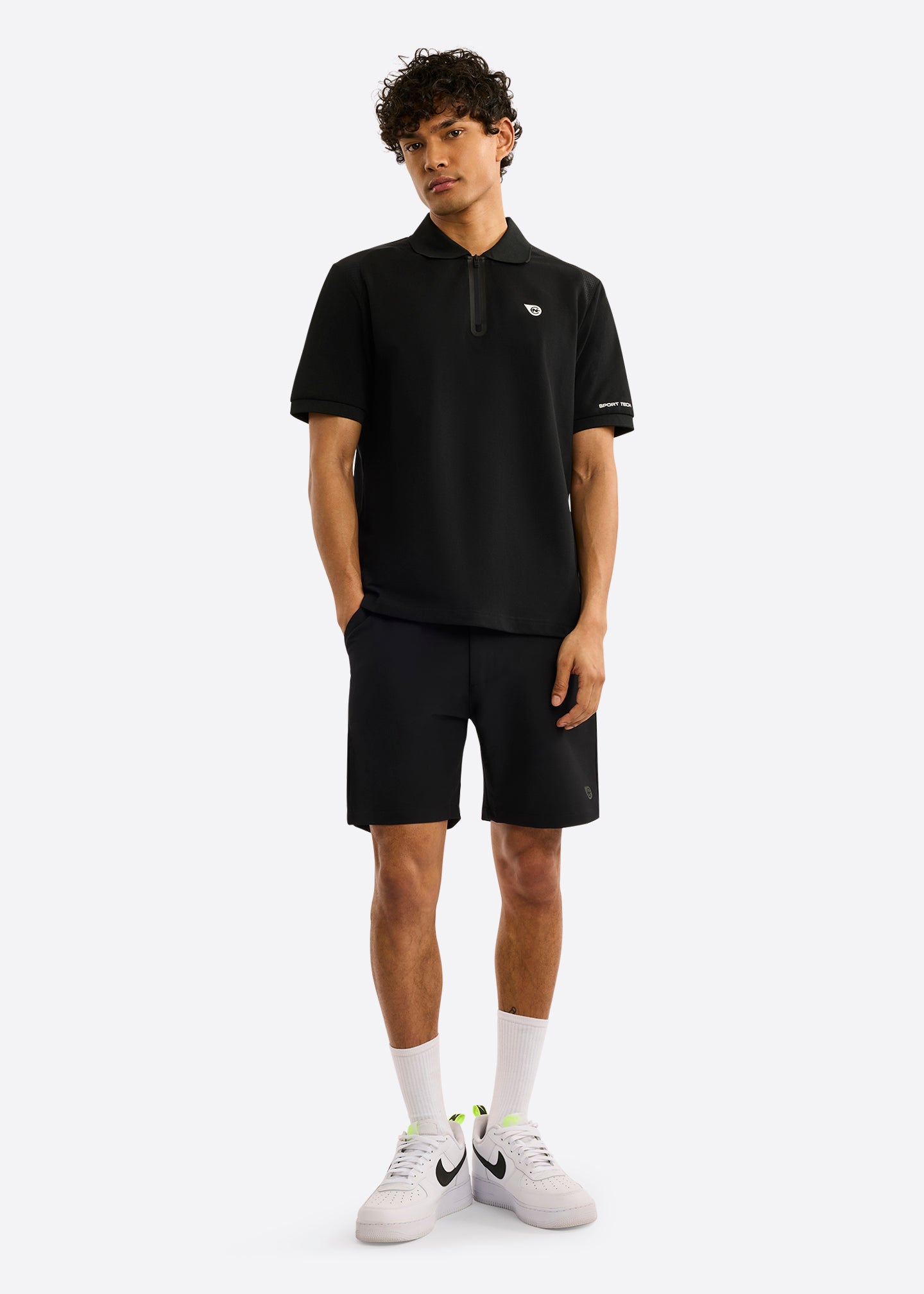 Nautica Competition Patrick Polo Shirt-Black-Full Body