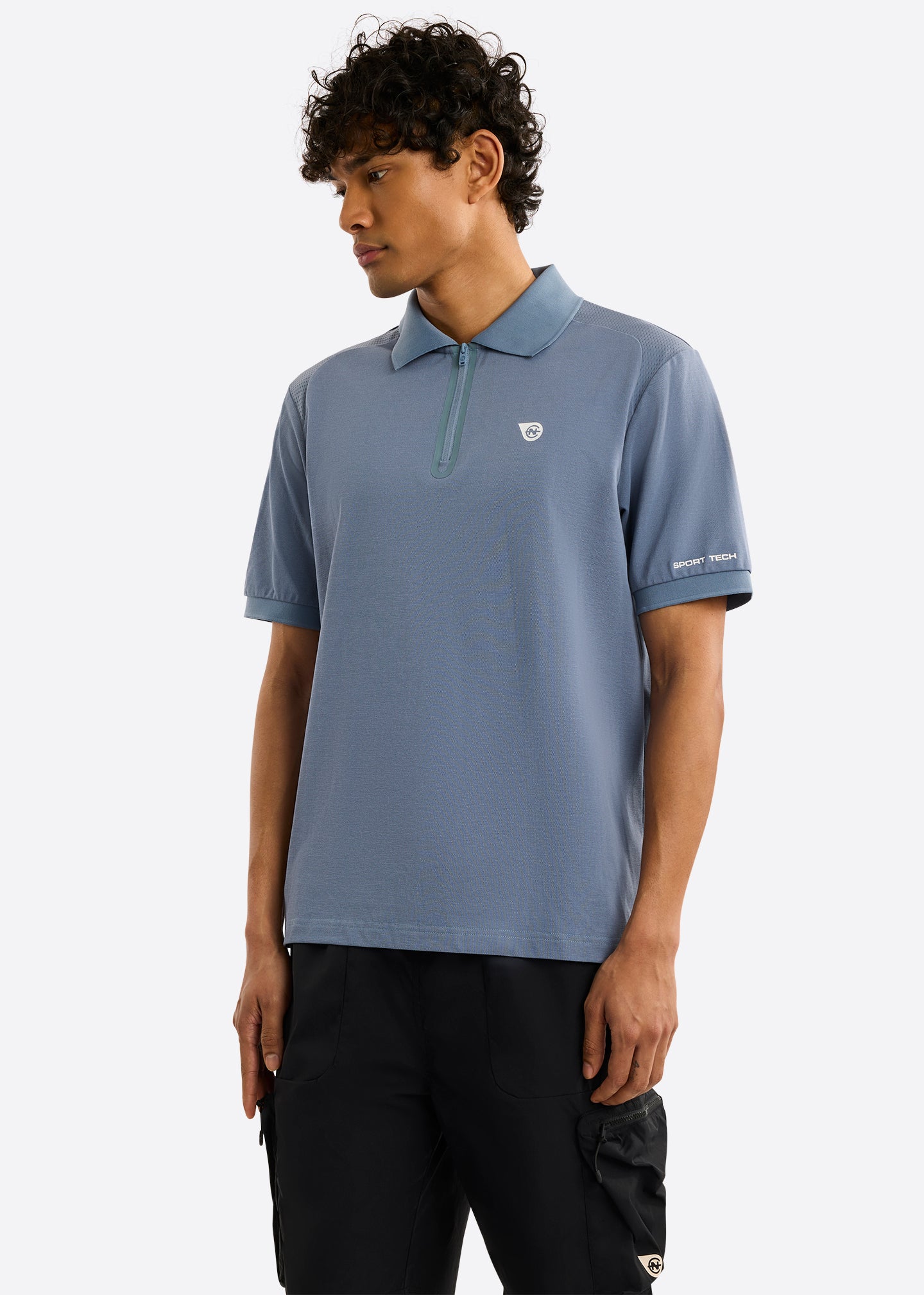 Nautica Competition Patrick Polo Shirt-Slate Blue-Front 
