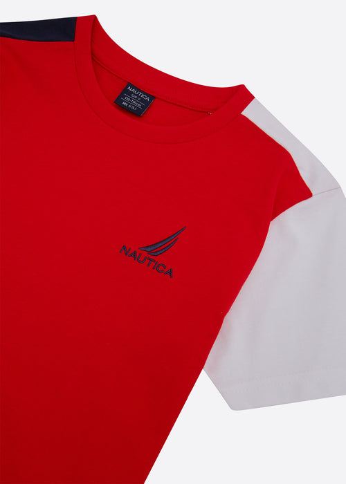 Nautica Junior Silas T-Shirt - True Red - Detail