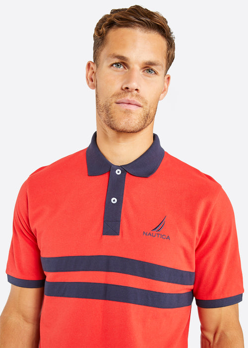 Nautica Baylor Polo Shirt - True Red - Detail