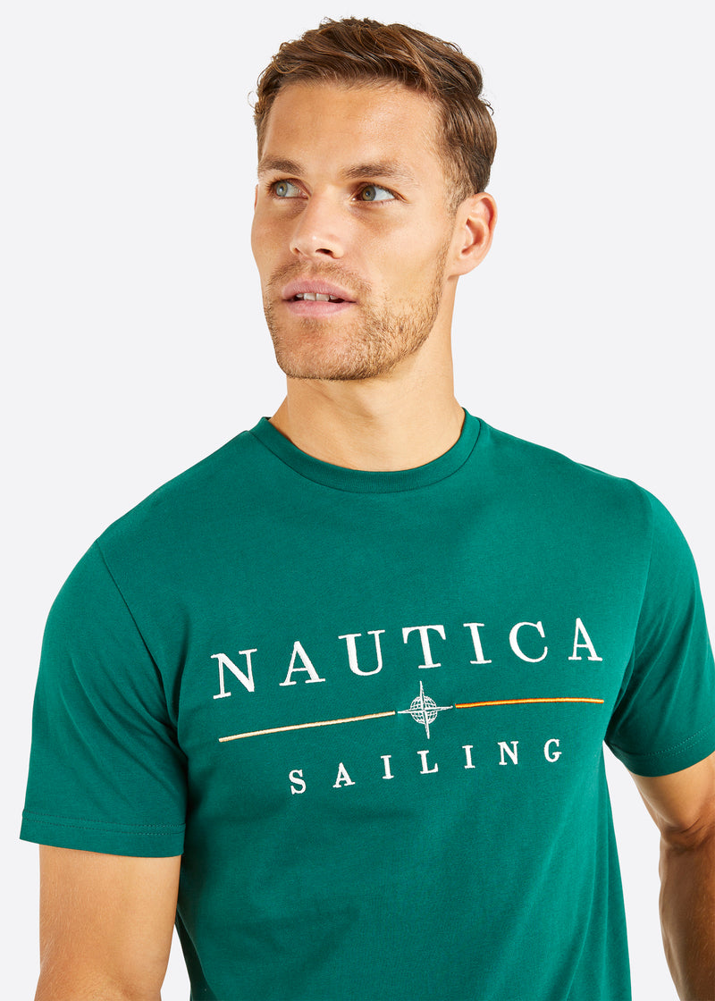 Nautica Mateo T-Shirt - Dark Green - Detail