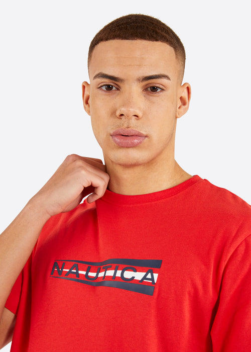 Nautica Jaden T-Shirt - True Red - Detail