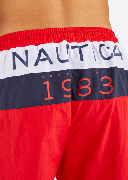 Nautica Lennox 6" Swim Short - True Red - Detail