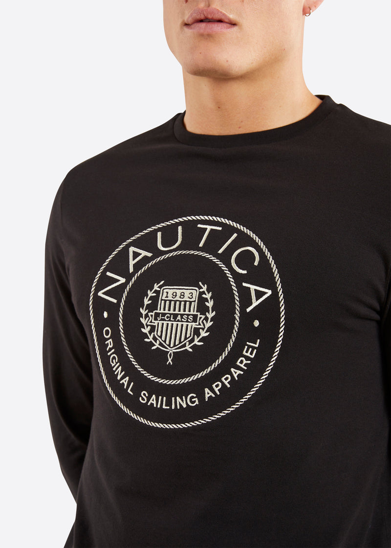Nautica Jameson Long Sleeve T-Shirt - Black - Detail