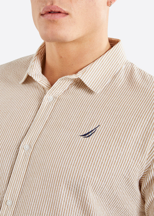 Nautica Mitchell Long Sleeve Shirt - Wheat -Detail