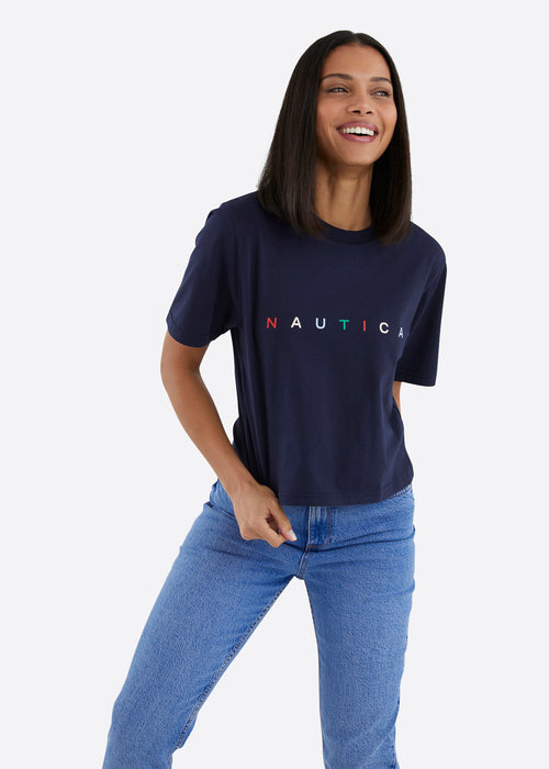 Nautica Ebi Crop T-Shirt - Dark Navy - Front