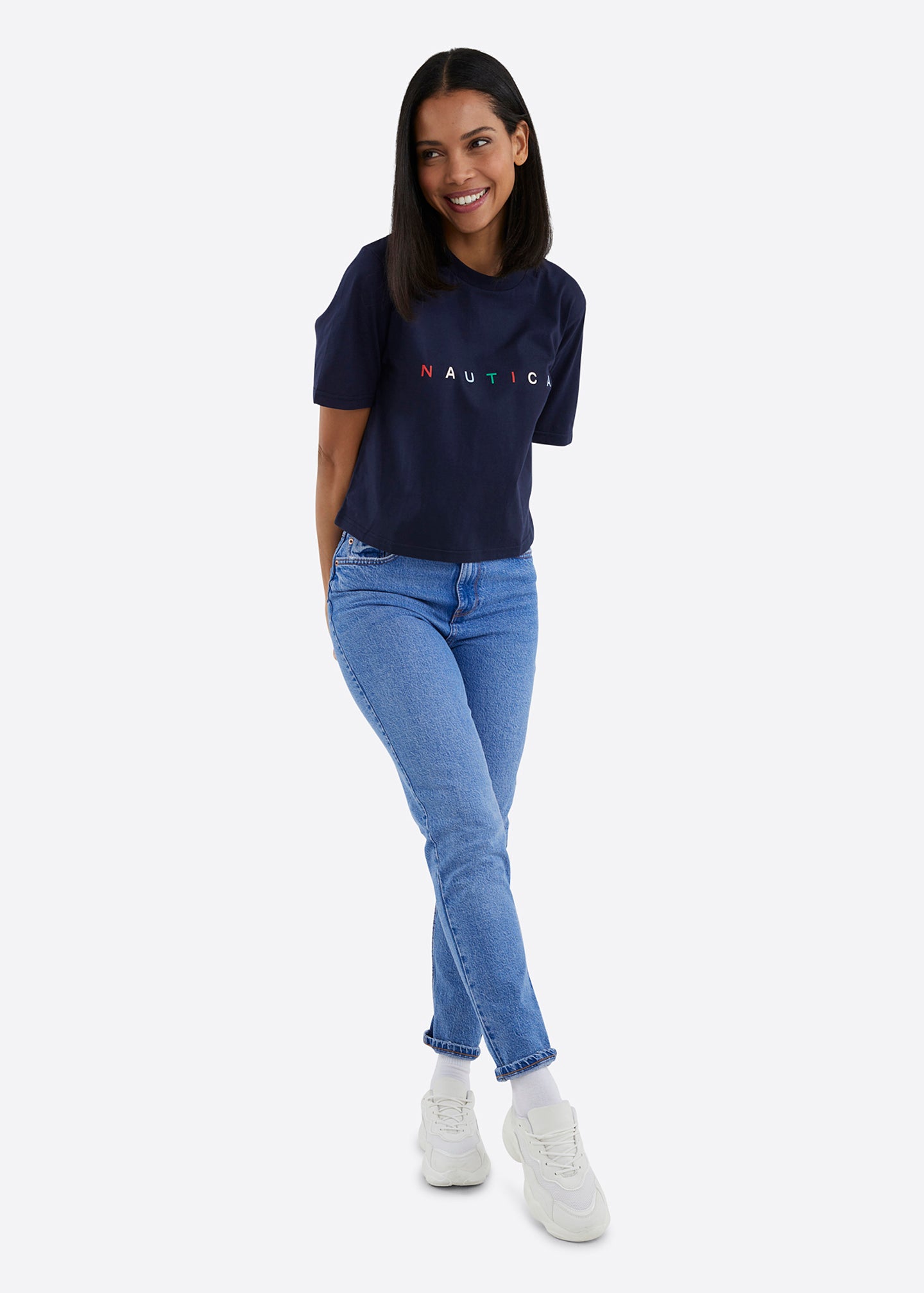 Ebi Crop T Shirt Dark Navy Nautica
