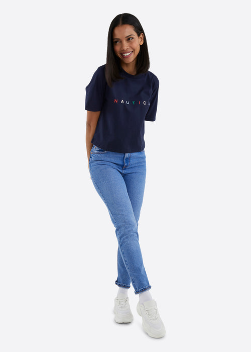 Nautica Ebi Crop T-Shirt - Dark Navy - Full Body