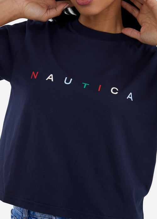 Nautica Ebi Crop T-Shirt - Dark Navy - Detail