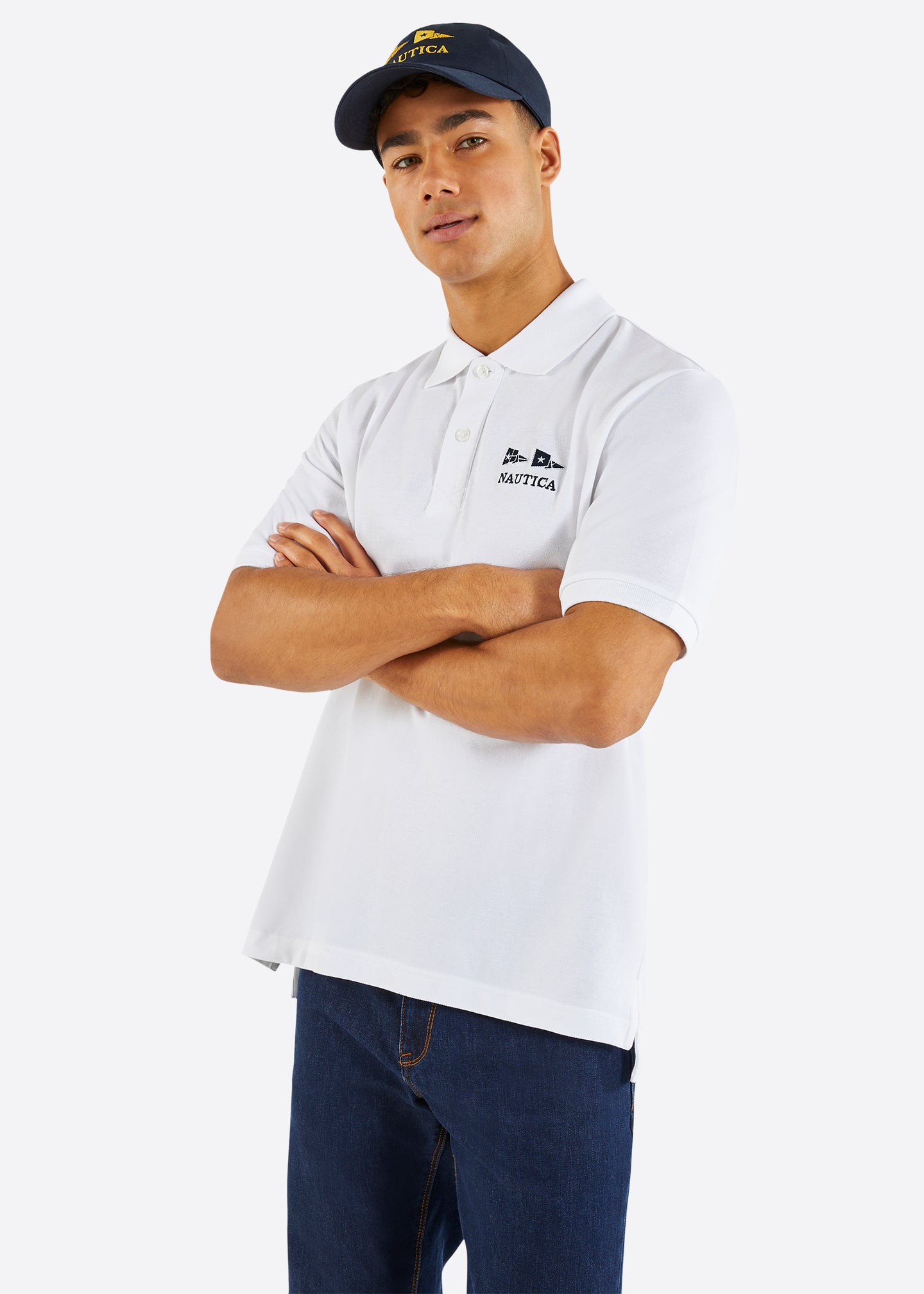 Nautica Rutford Big & Tall Polo Shirt - White - Front