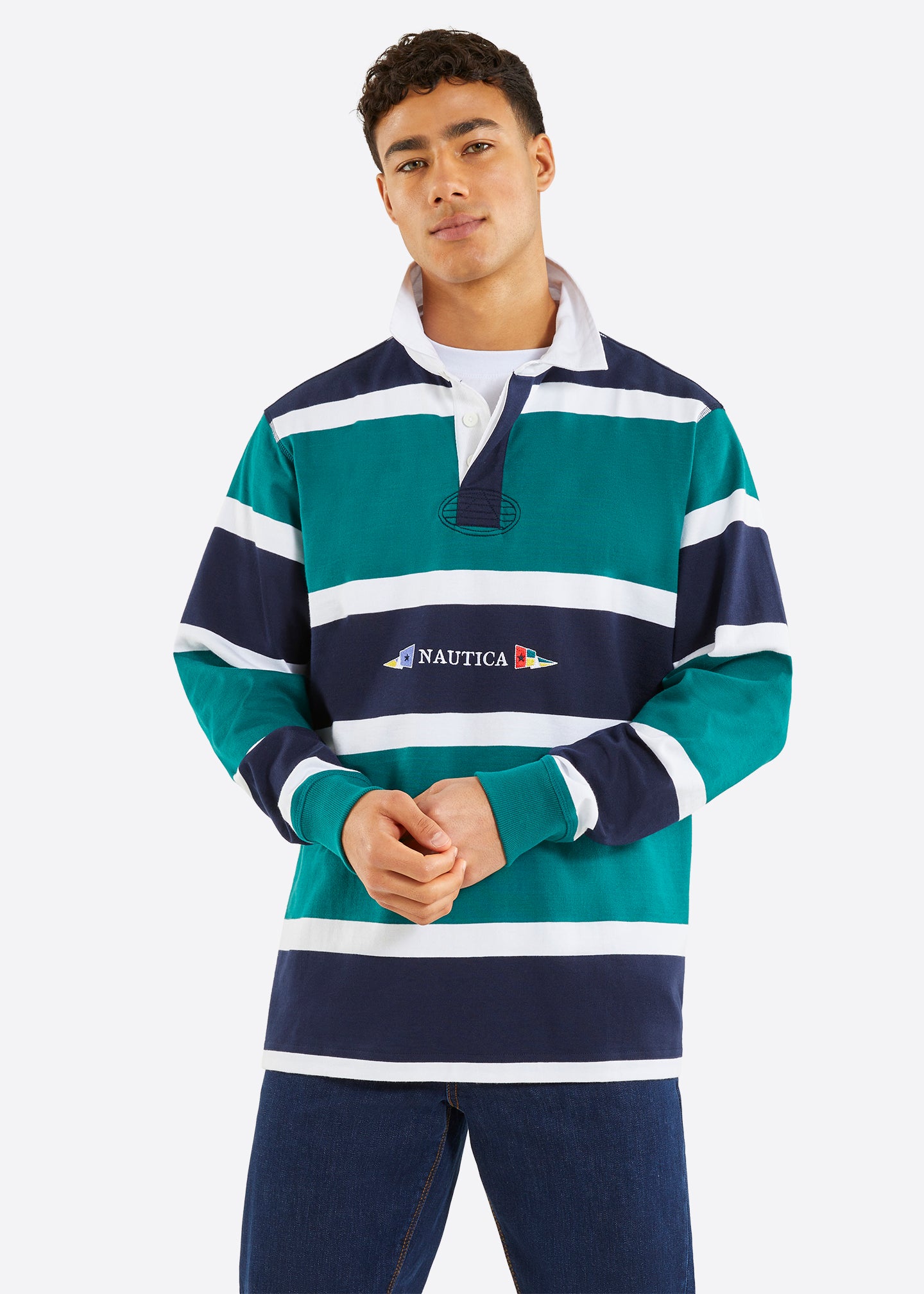Nautica Vinson Rugby Shirt - Marine Green - Front