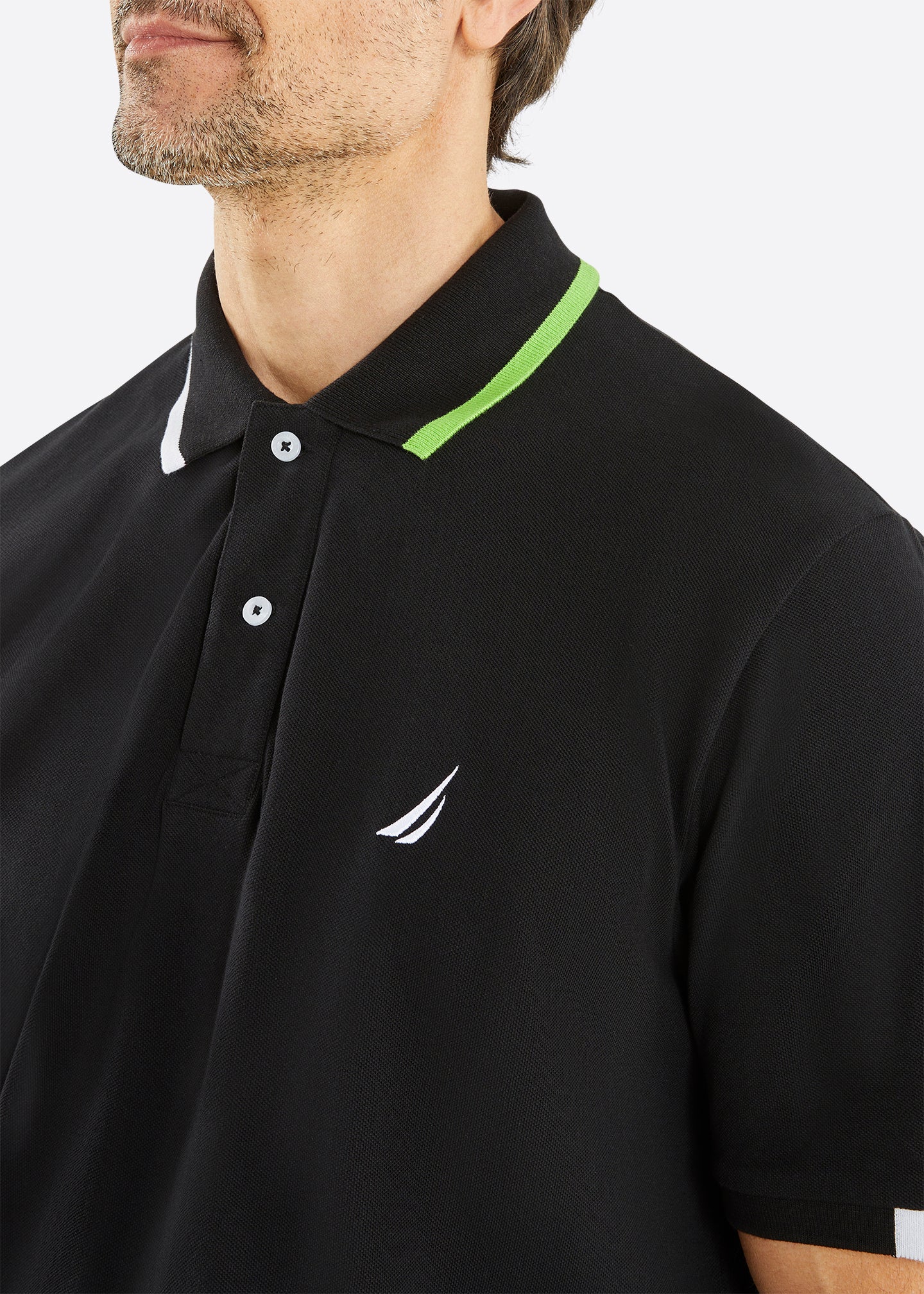 Nautica Alecto Big & Tall Polo Shirt - Black - Detail