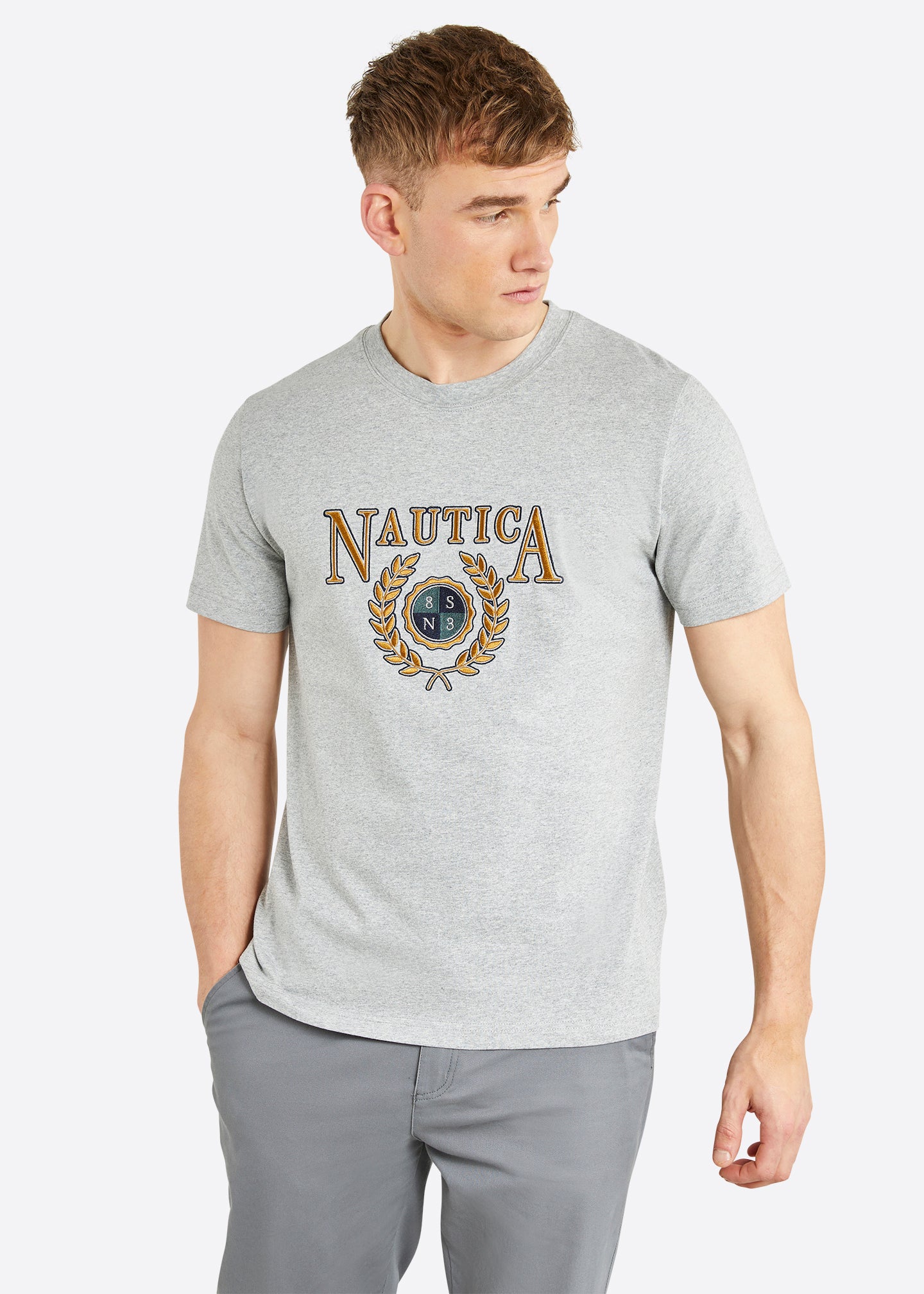 Nautica Brunswick T-Shirt - Grey Marl - Front
