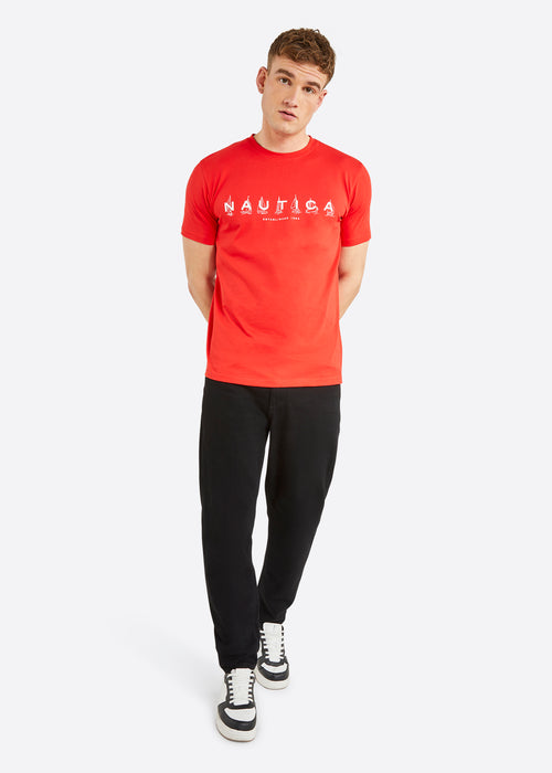 Nautica Cade T-Shirt - True Red - Full Body