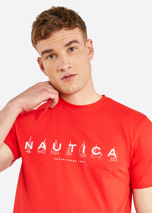 Nautica Cade T-Shirt - True Red - Detail