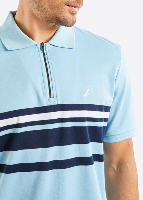 Nautica Princeton Polo Shirt - Sky Blue - Detail