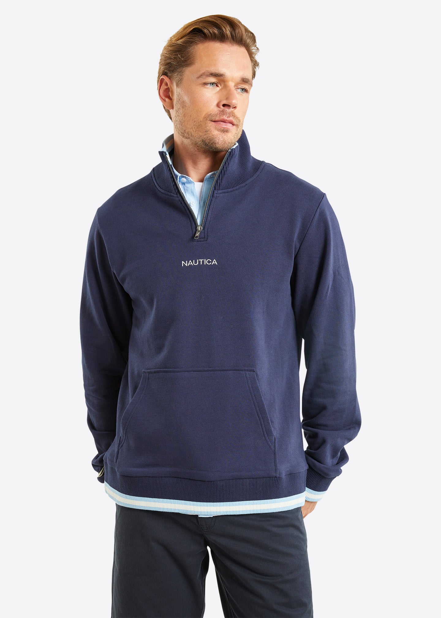Nautica Banff 1/4 Zip Top - Dark Navy - Detail