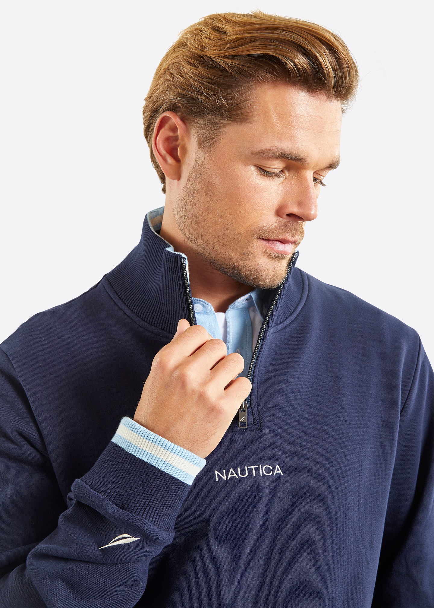 Nautica Banff 1/4 Zip Top - Dark Navy - Detail