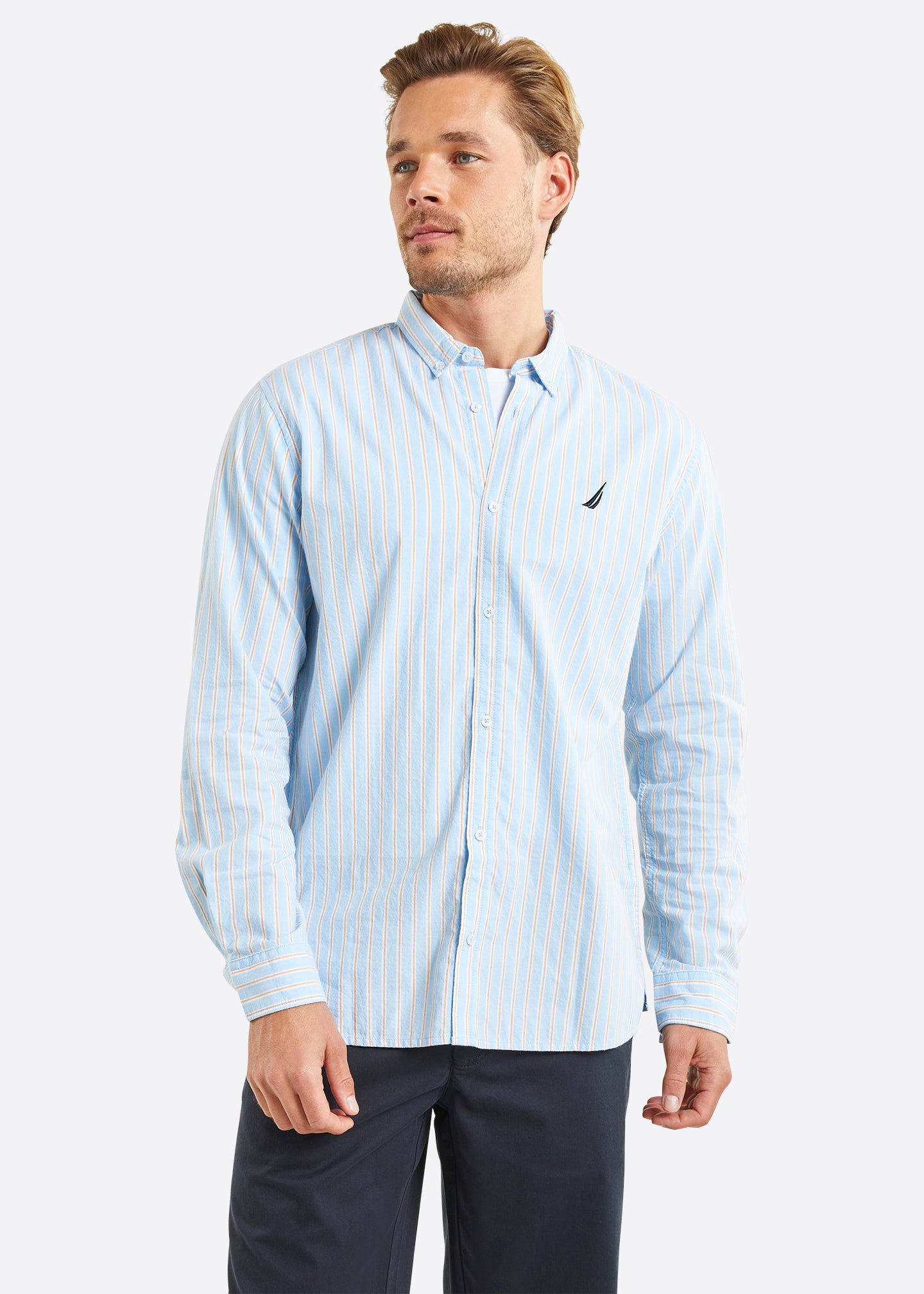 Nautica Edmonton Long Sleeve Shirt - Sky Blue - Front