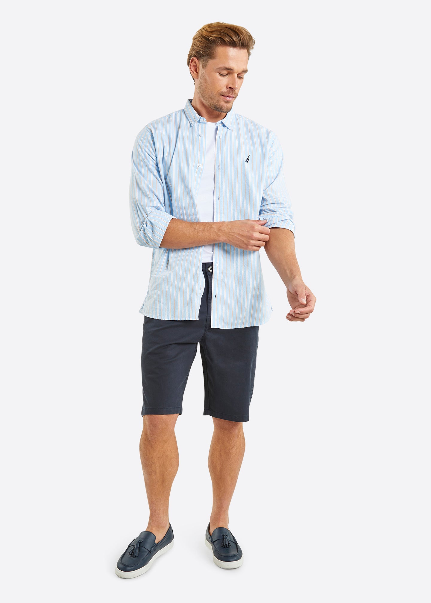 Nautica Edmonton Long Sleeve Shirt - Sky Blue - Full Body