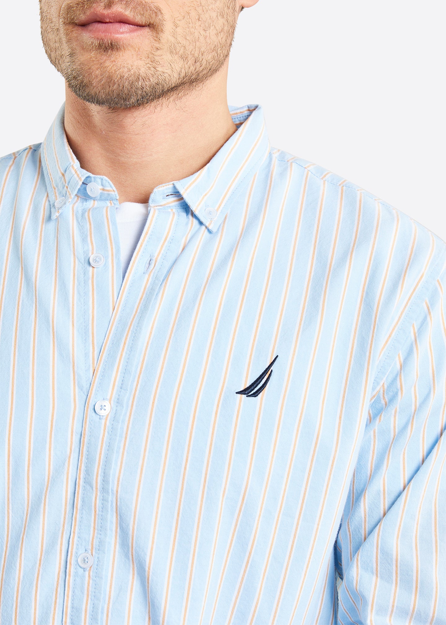 Nautica Edmonton Long Sleeve Shirt - Sky Blue - Detail