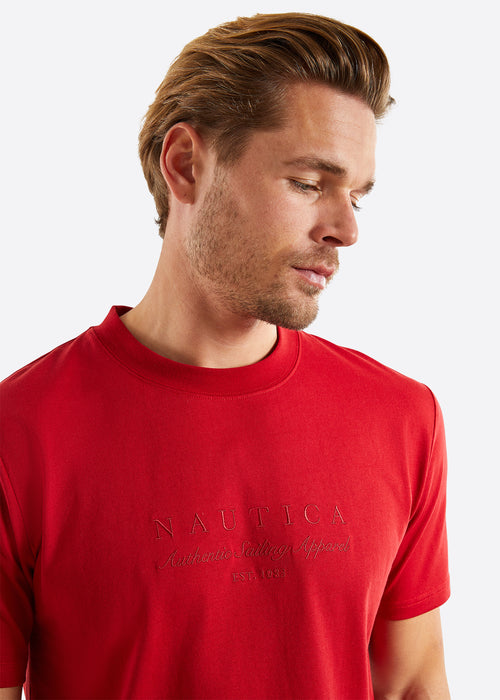 Nautica Carnegie T-Shirt - Crimson - Detail
