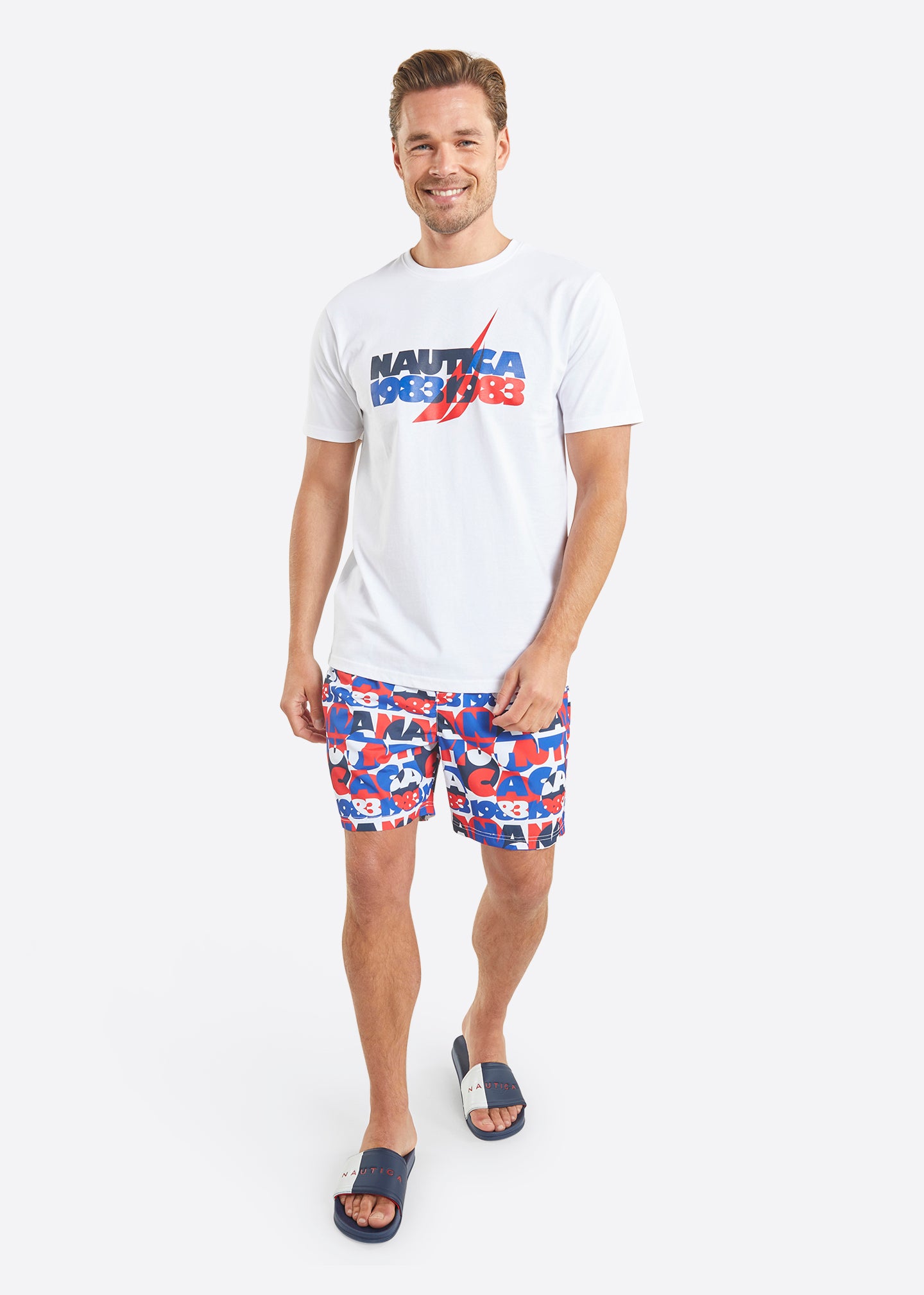 Nautica Omari 6" Swim Short - True Red - Full Body