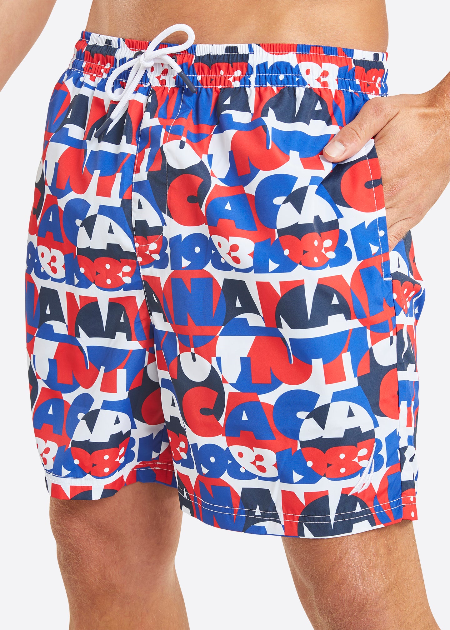 Nautica Omari 6" Swim Short - True Red - Detail