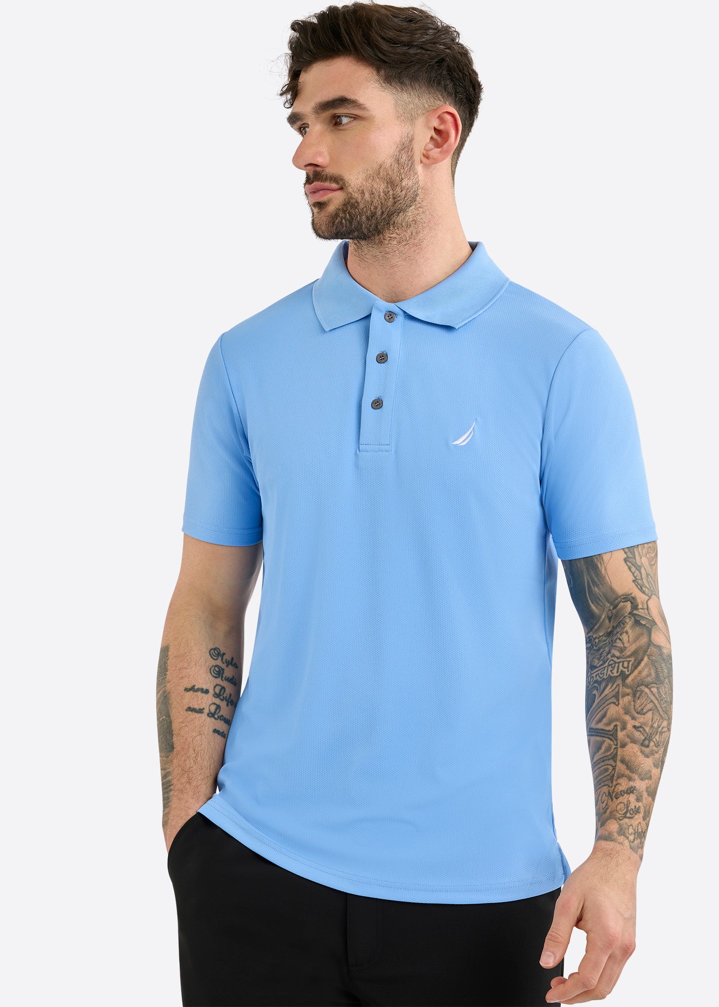Nautica Barrett Slim Fit Polo Shirt-Nautural Blue-Front