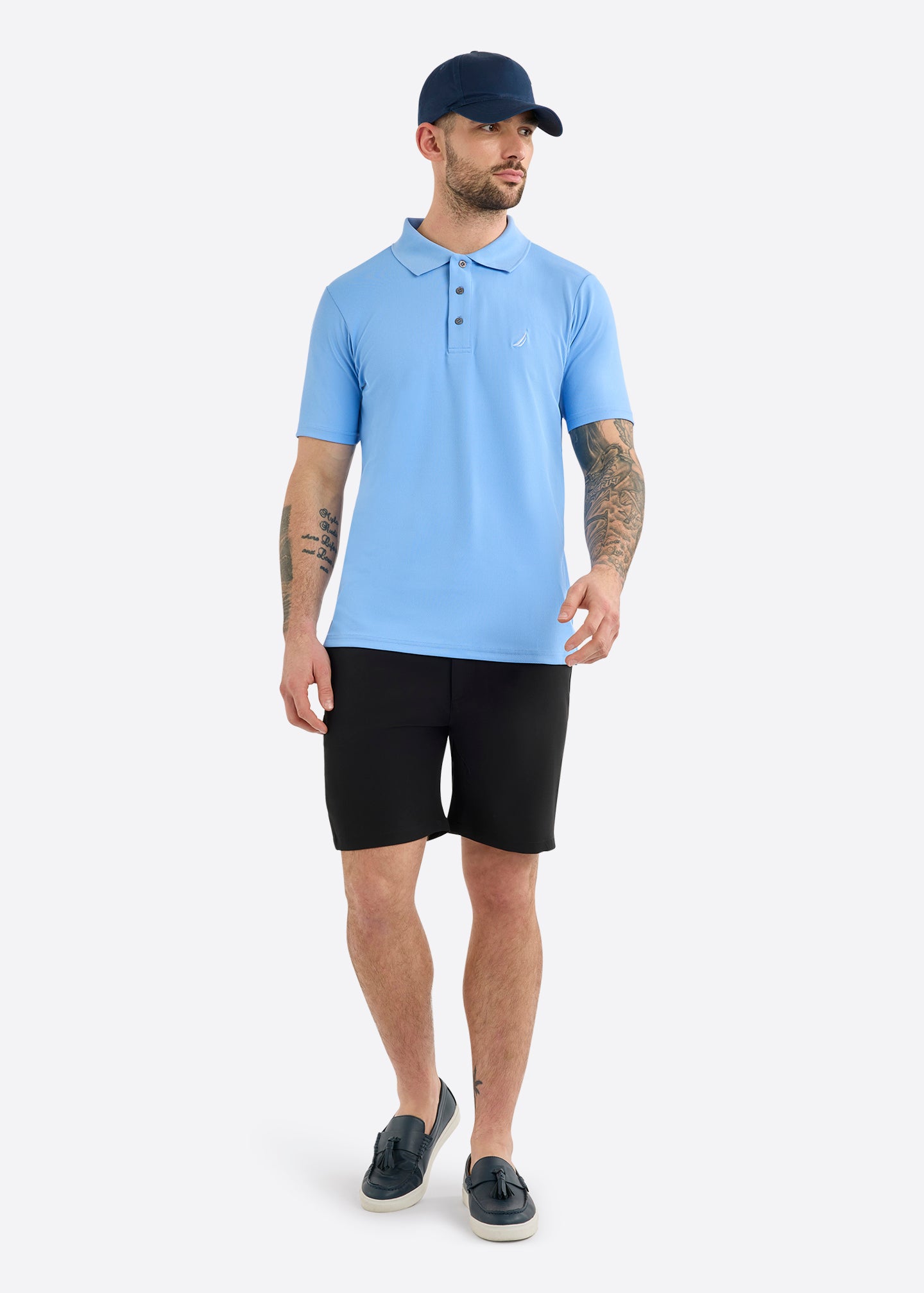Nautica Barrett Slim Fit Polo Shirt-Nautural Blue-Full Body