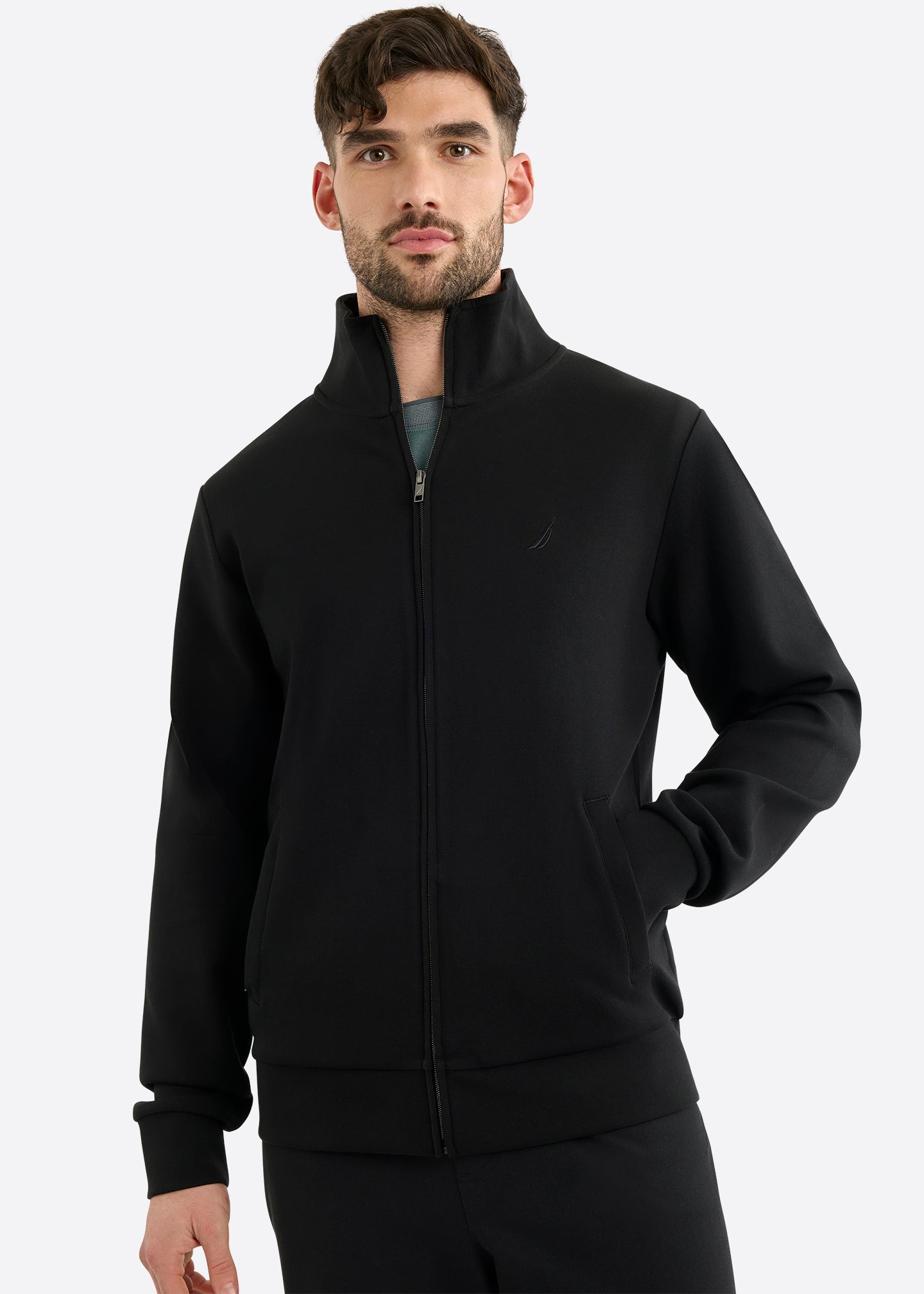 Nautica Cubert Full Zip Top-Black-Front 
